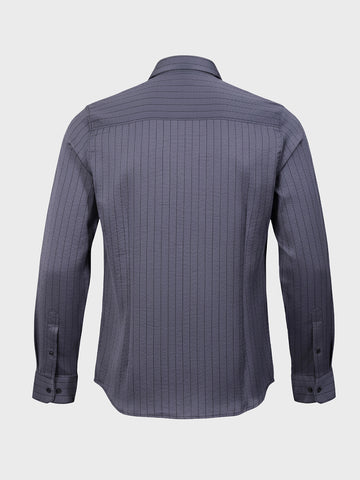 Men's Silver Slim Fit Party Wear Striped Shirt