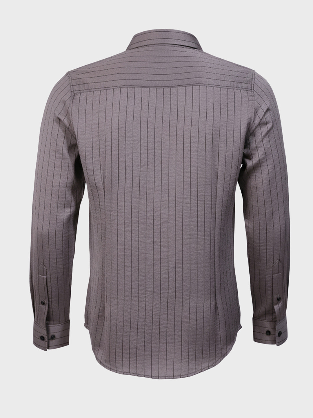 Men's Grey Slim Fit Party Wear Striped Shirt