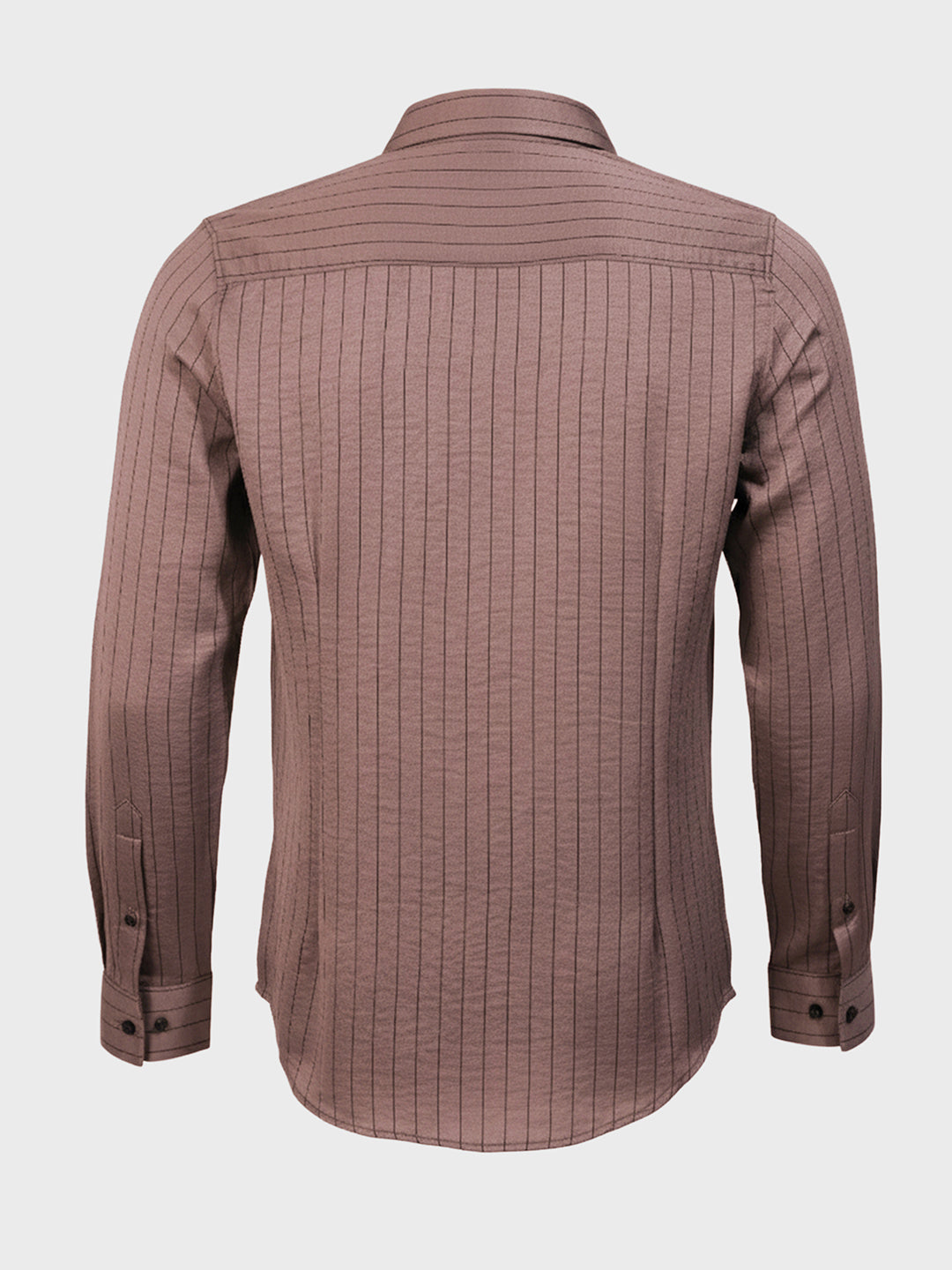 Men's Brown Slim Fit Party Wear Striped Shirt