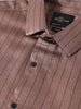 Men's Brown Slim Fit Party Wear Striped Shirt