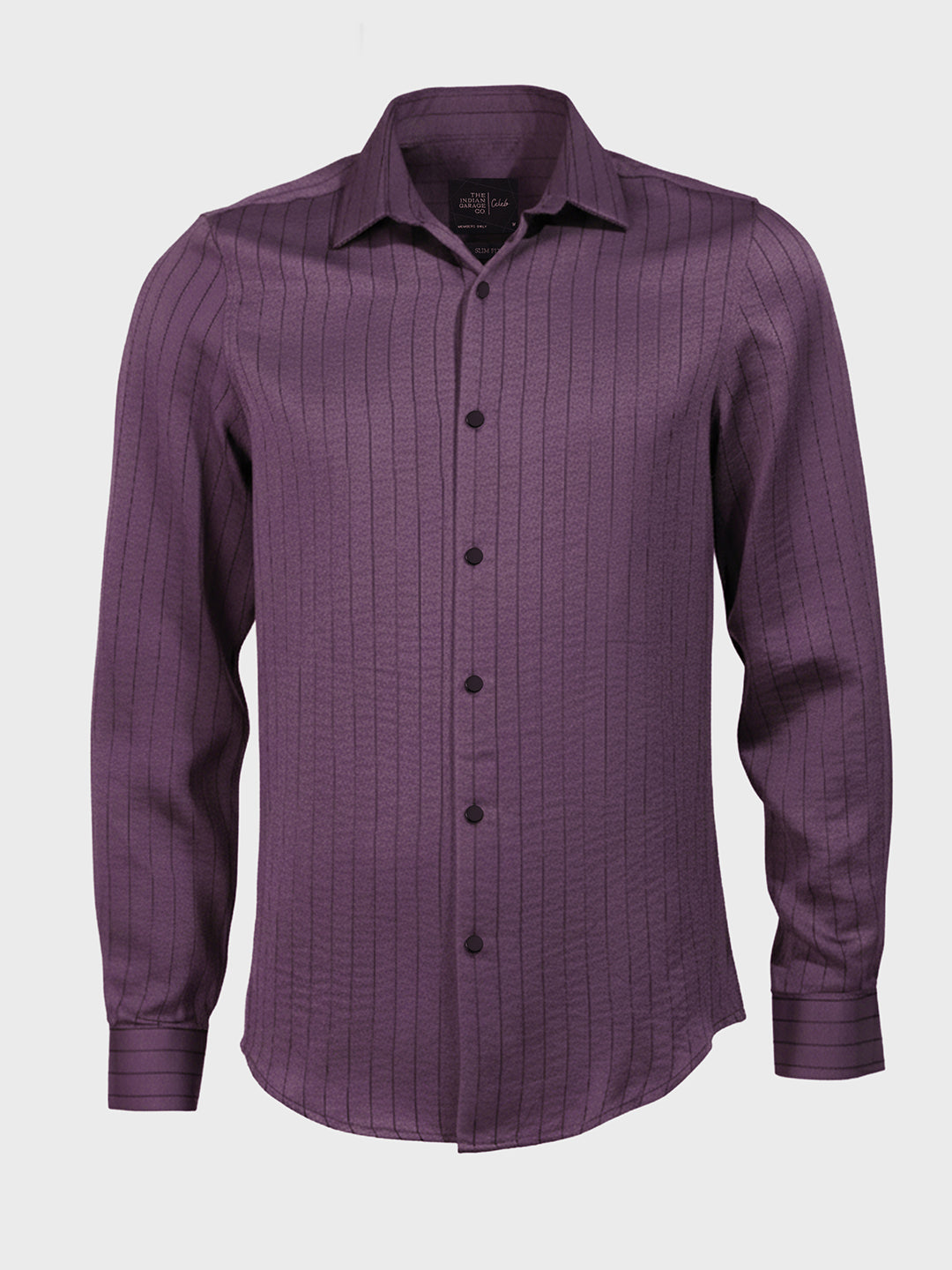 Men's Purple Slim Fit Party Wear Striped Shirt