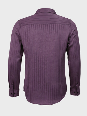 Men's Purple Slim Fit Party Wear Striped Shirt