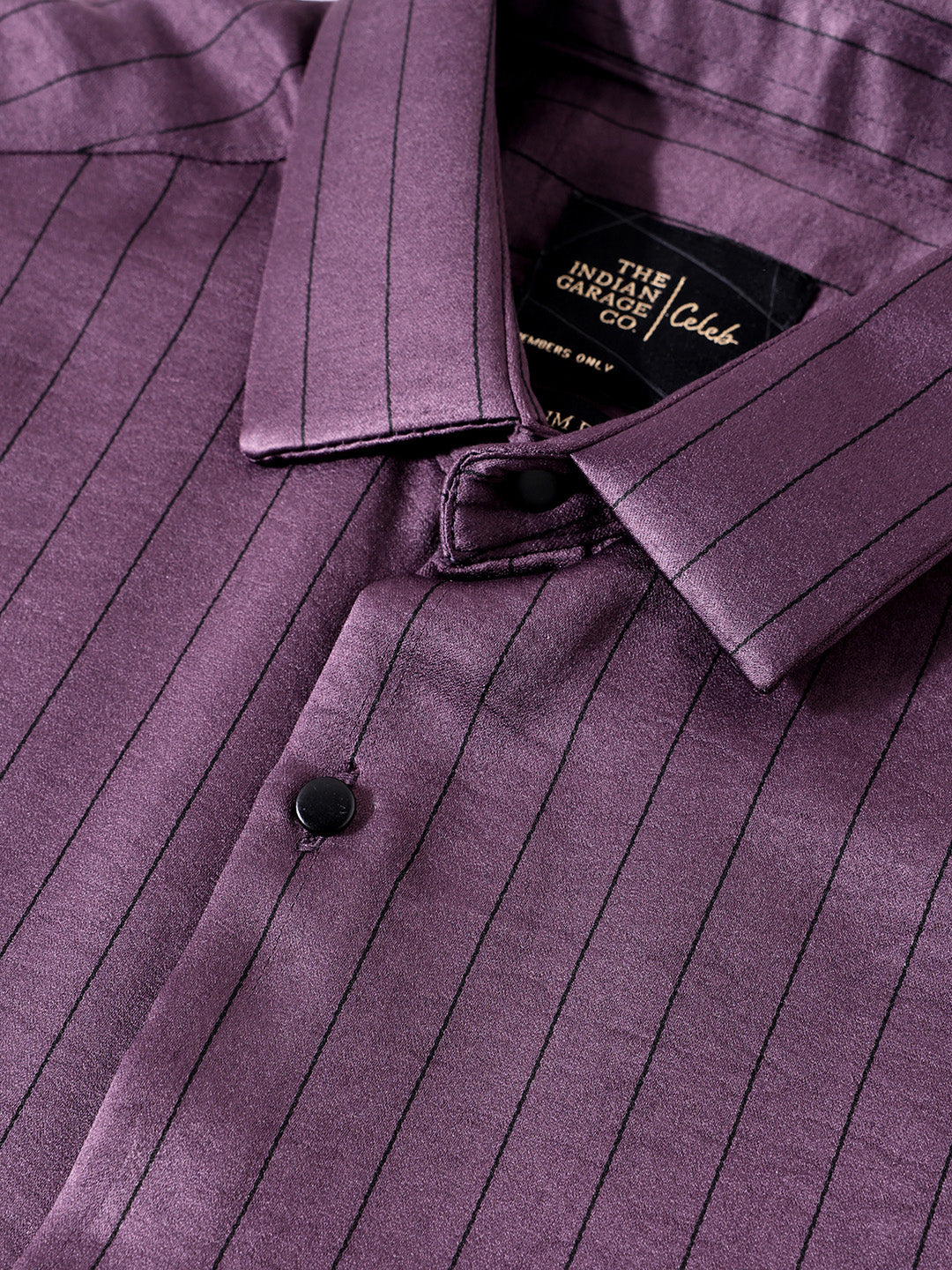 Men's Purple Slim Fit Party Wear Striped Shirt