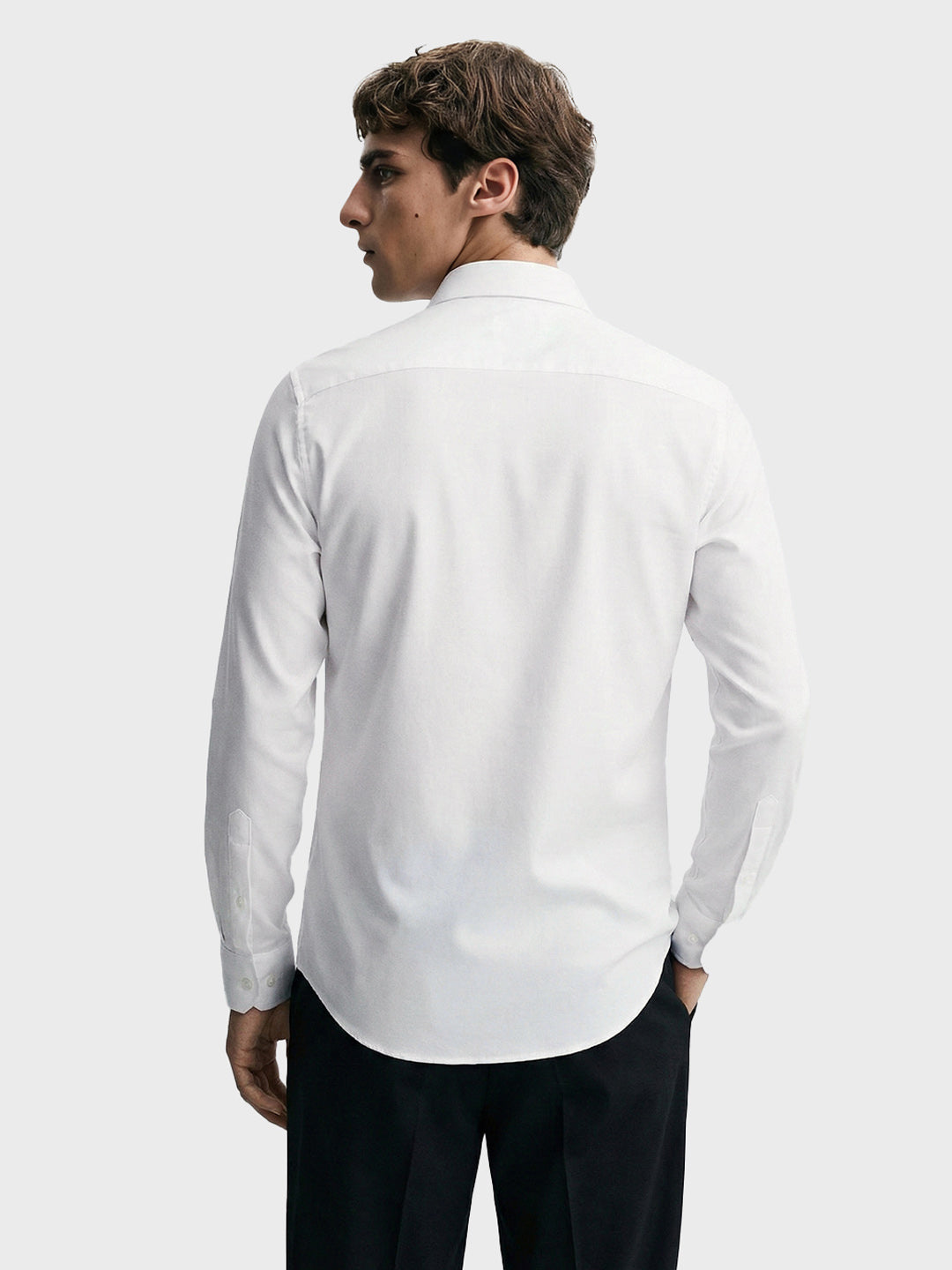 Men's White Slim Fit Solid Party Wear Shirt