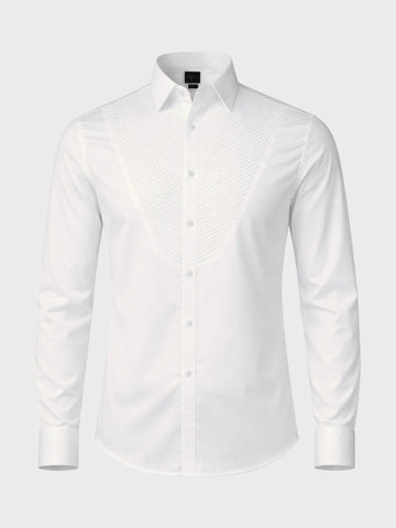 Men's White Slim Fit Solid Party Wear Shirt