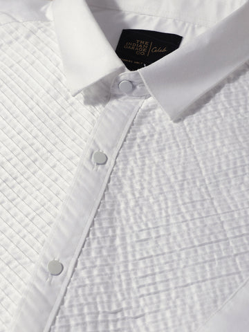 Men's White Slim Fit Solid Party Wear Shirt