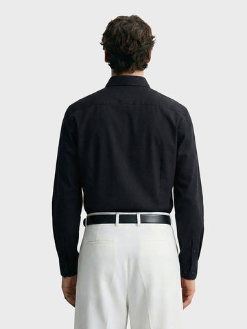 Men's Black Slim Fit Solid Party Wear Shirt