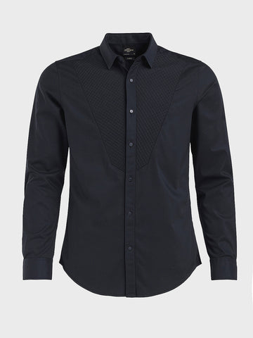 Men's Black Slim Fit Solid Party Wear Shirt