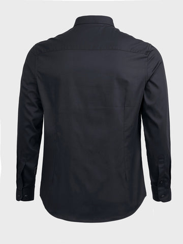 Men's Black Slim Fit Solid Party Wear Shirt