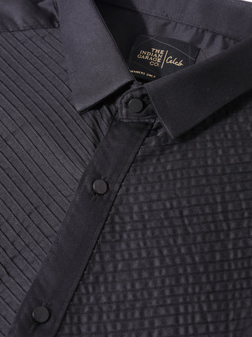 Men's Black Slim Fit Solid Party Wear Shirt