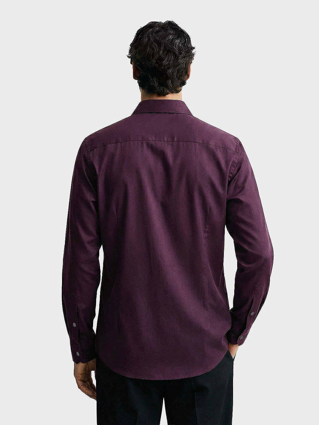 Men's Purple Slim Fit Solid Party Wear Shirt