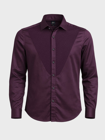 Men's Purple Slim Fit Solid Party Wear Shirt