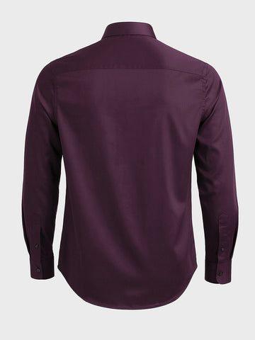 Men's Purple Slim Fit Solid Party Wear Shirt
