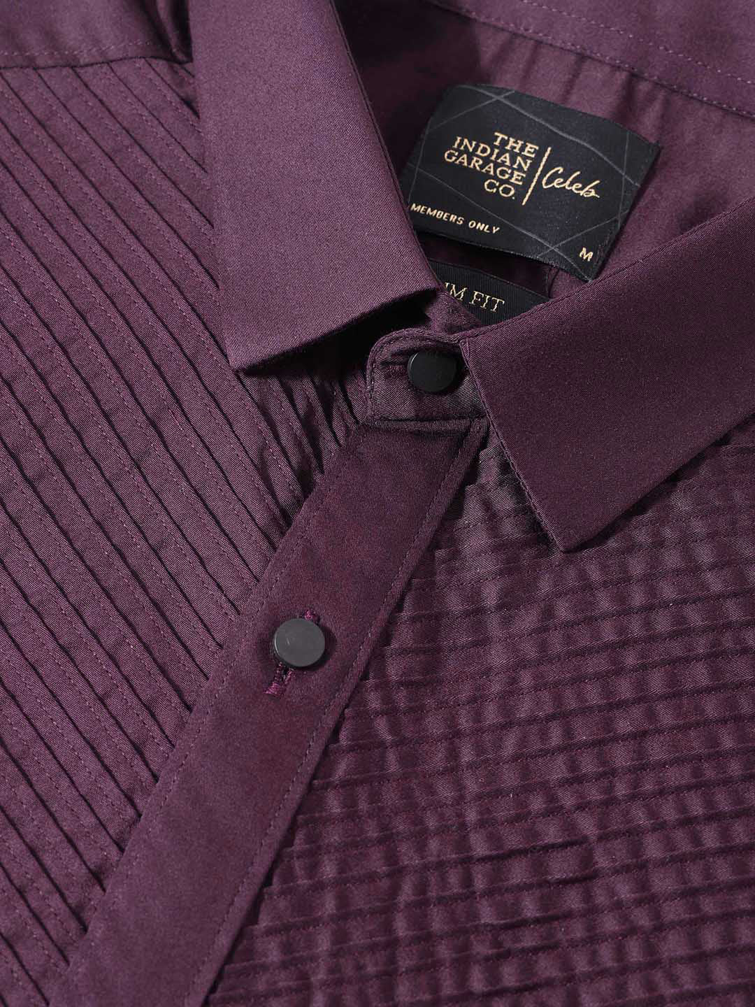 Men's Purple Slim Fit Solid Party Wear Shirt