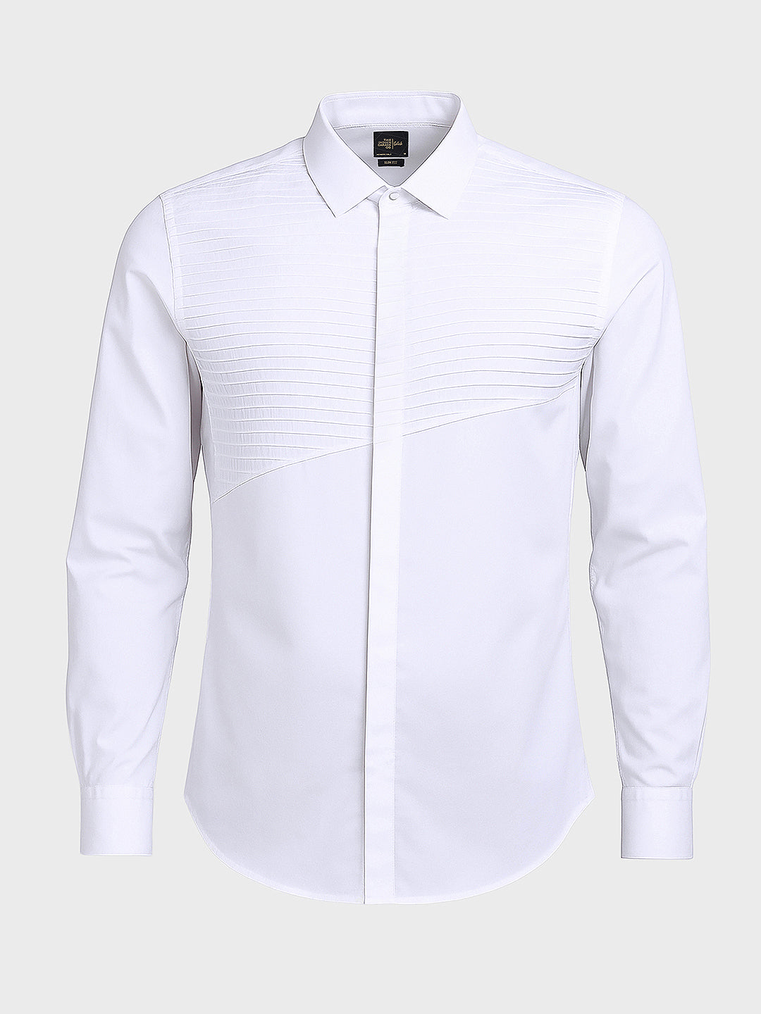 Men's White Slim Fit Solid Party Wear Shirt