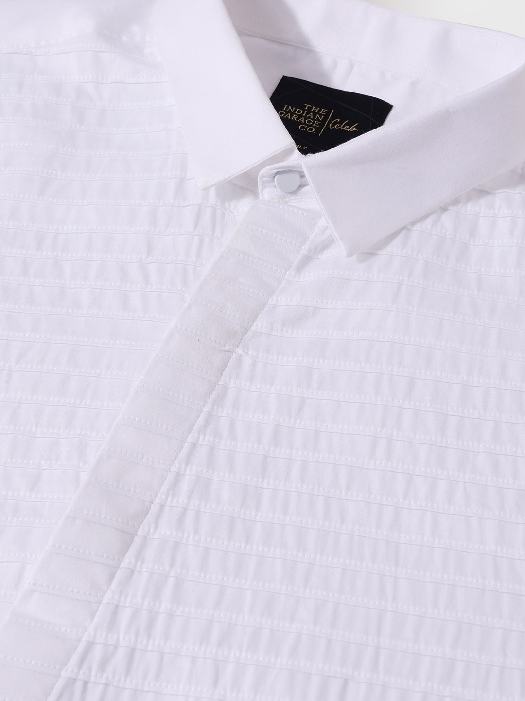 Men's White Slim Fit Solid Party Wear Shirt