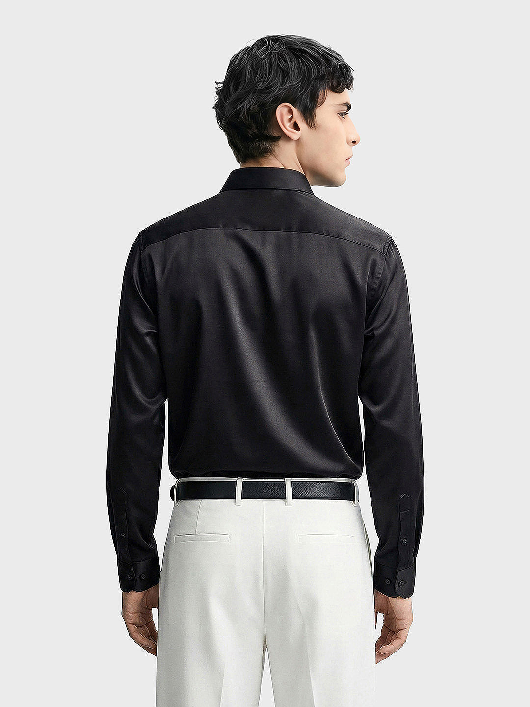 Men's Black Slim Fit Solid Party Wear Shirt