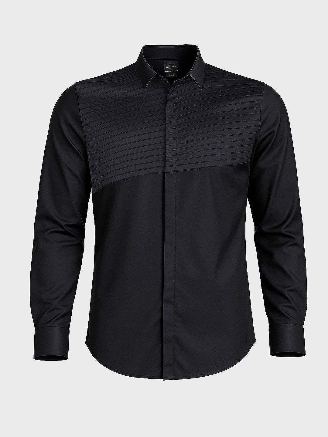 Men's Black Slim Fit Solid Party Wear Shirt