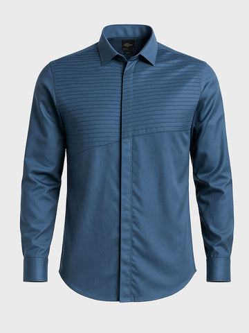 Men's Green Slim Fit Solid Party Wear Shirt