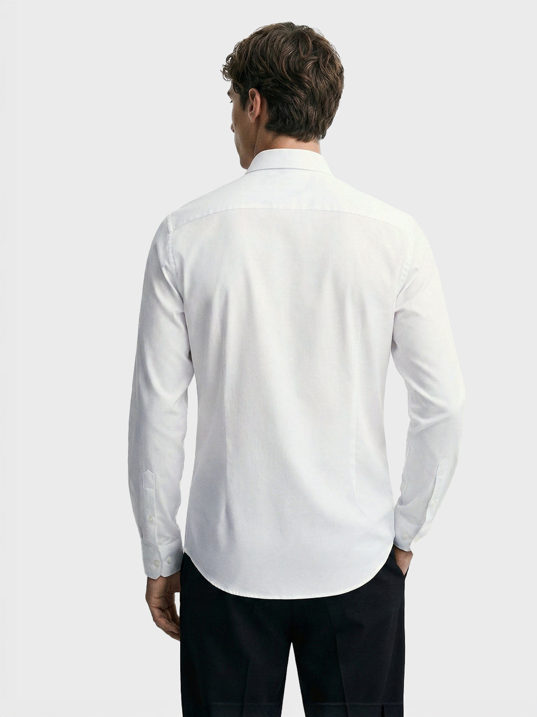 Men's White Slim Fit Solid Party Wear Shirt