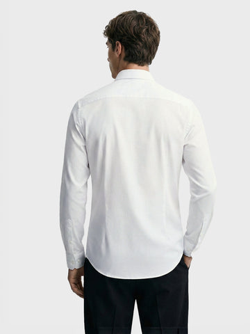 Men's White Slim Fit Solid Party Wear Shirt