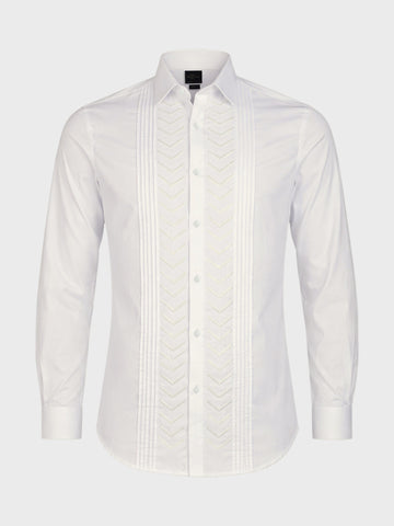 Men's White Slim Fit Solid Party Wear Shirt