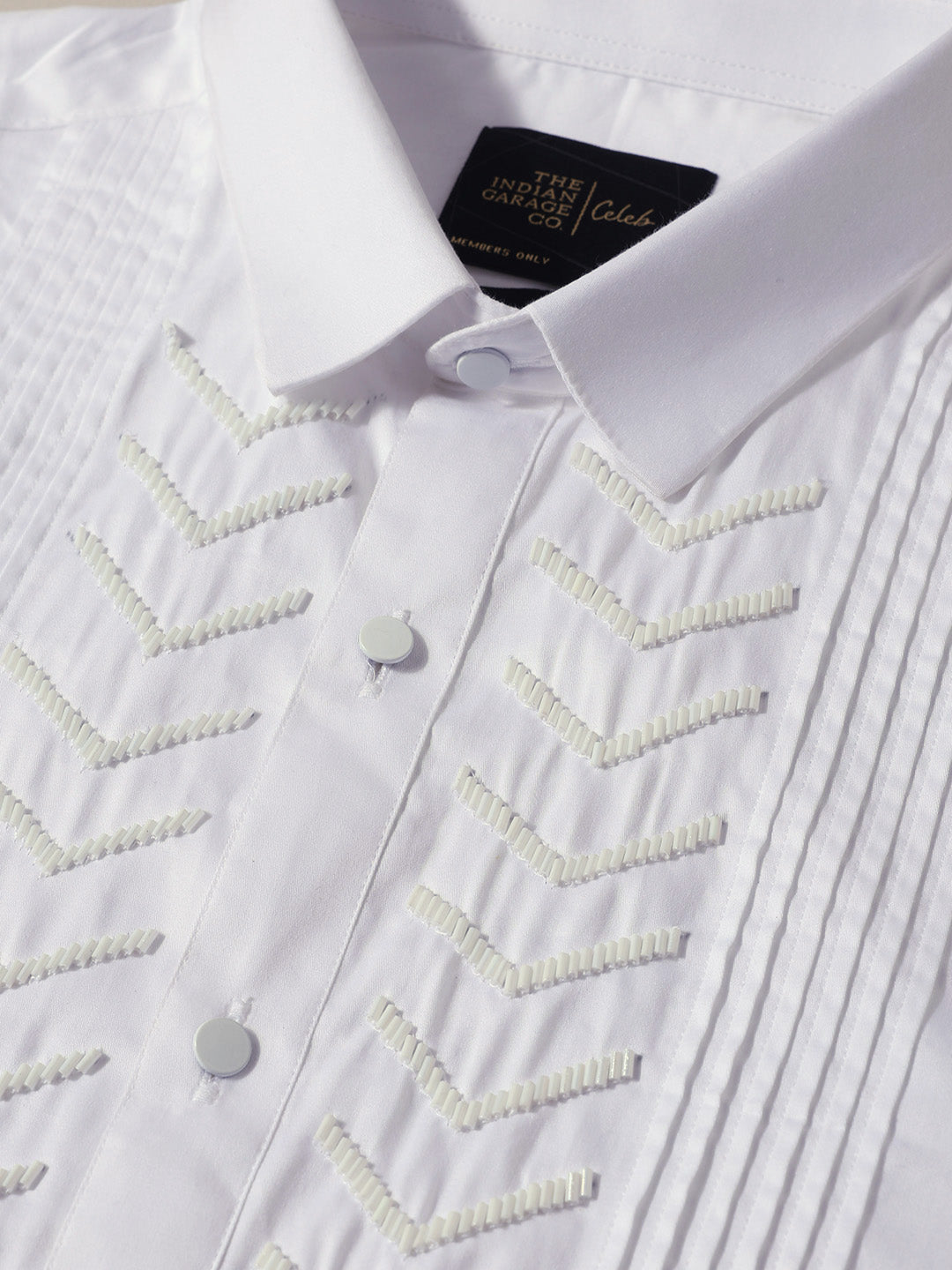 Men's White Slim Fit Solid Party Wear Shirt