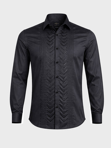 Men's Black Slim Fit Solid Party Wear Shirt