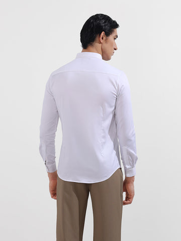 Men's White Slim Fit Embellishment Party Wear Shirt