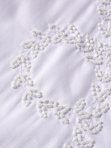 Men's White Slim Fit Embellishment Party Wear Shirt