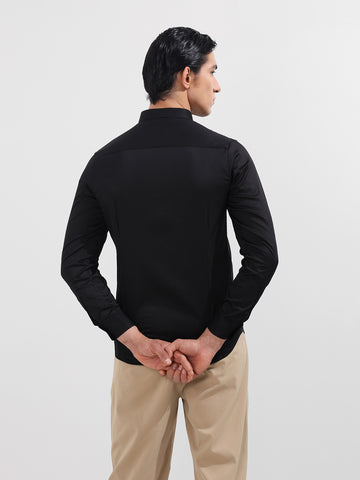 Men's Black Slim Fit Embellishment Party Wear Shirt