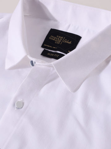 Men's White Slim Fit Embellishment Party Wear Shirt