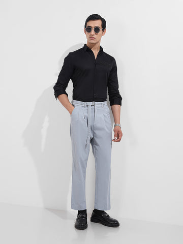 Men's Black Slim Fit Embellishment Party Wear Shirt