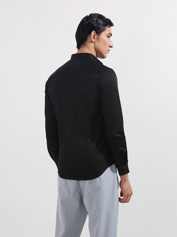 Men's Black Slim Fit Embellishment Party Wear Shirt