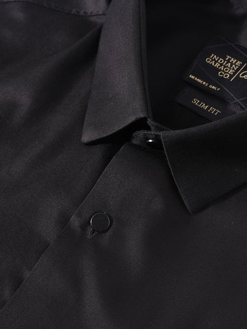 Men's Black Slim Fit Embellishment Party Wear Shirt