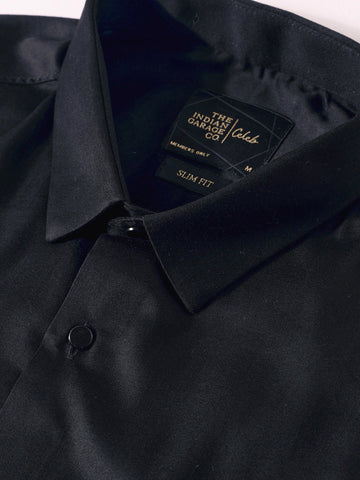 Men's Black Slim Fit Embellishment Party Wear Shirt