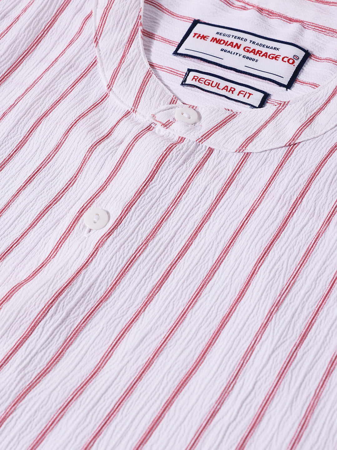 Men's Red Regular Fit Striped Casual Shirt