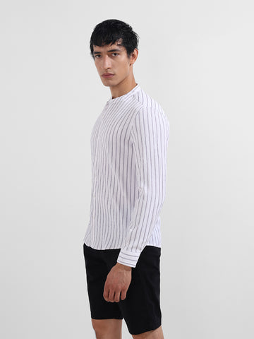 Men's Purple Regular Fit Striped Casual Shirt