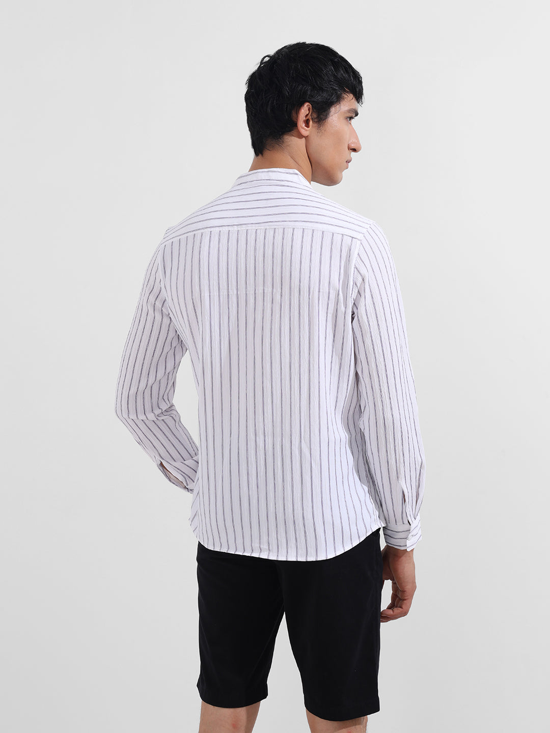 Men's Purple Regular Fit Striped Casual Shirt