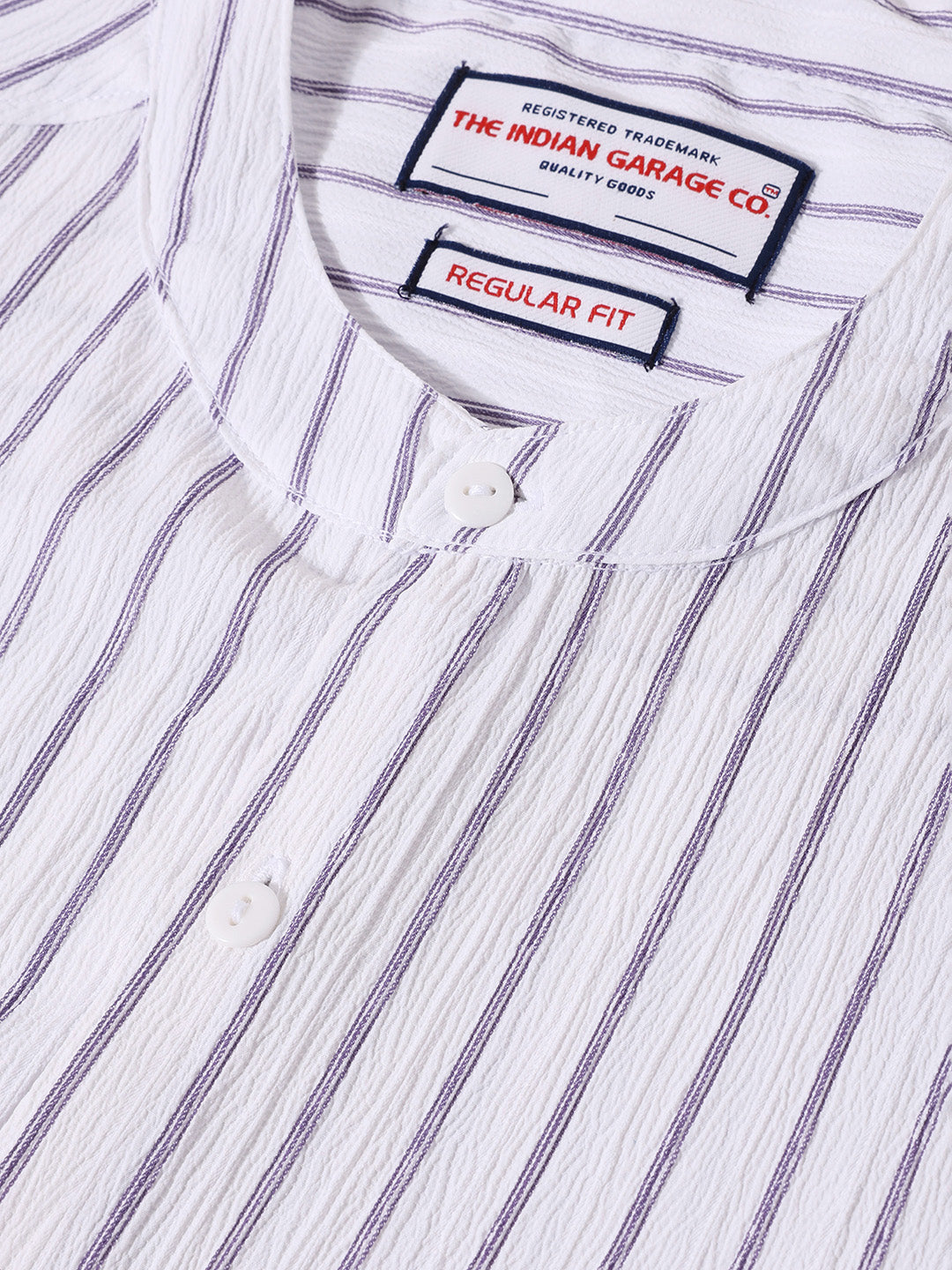 Men's Purple Regular Fit Striped Casual Shirt