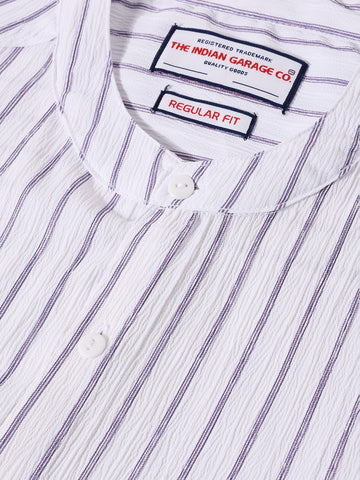 Men's Purple Regular Fit Striped Casual Shirt