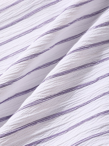 Men's Purple Regular Fit Striped Casual Shirt