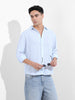 Men's Blue Relaxed Fit Striped Casual Shirt