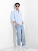 Men's Blue Relaxed Fit Striped Casual Shirt