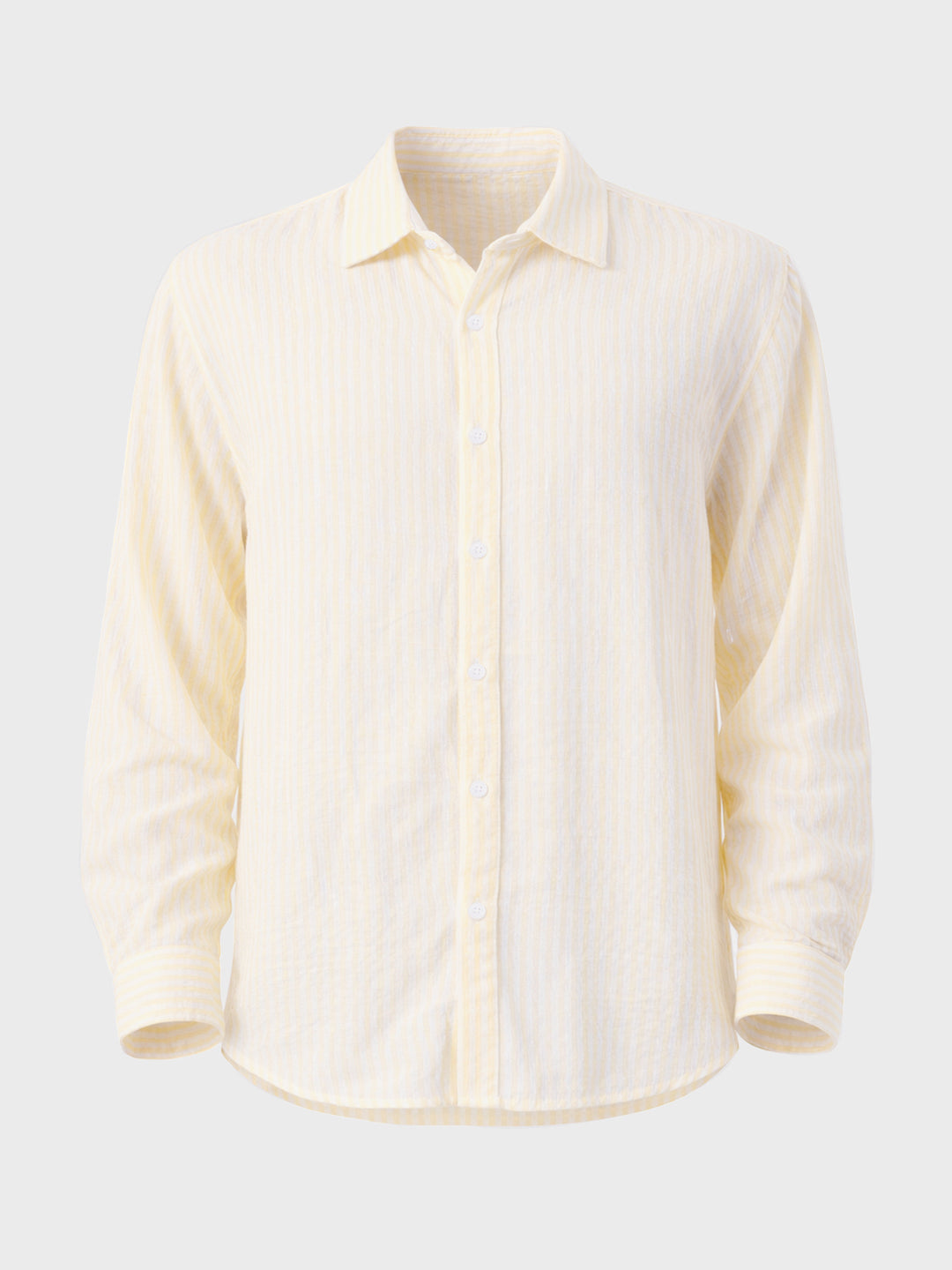 Men's Yellow Relaxed Fit Striped Casual Shirt
