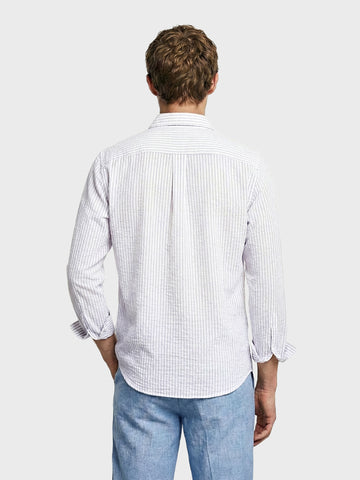Men's Purple Relaxed Fit Striped Casual Shirt