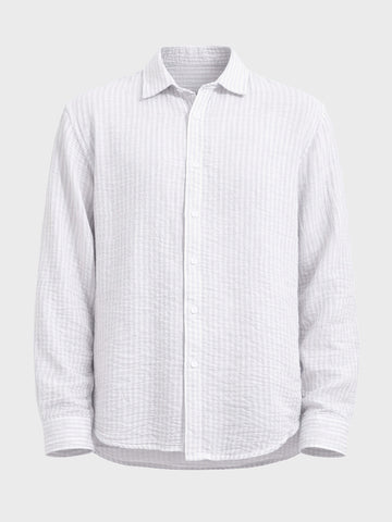 Men's Purple Relaxed Fit Striped Casual Shirt