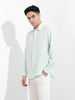 Men's Mint Blue Relaxed Fit Striped Casual Shirt