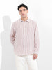 Men's Brown Relaxed Fit Striped Casual Shirt