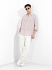 Men's Brown Relaxed Fit Striped Casual Shirt